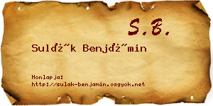 Sulák Benjámin névjegykártya